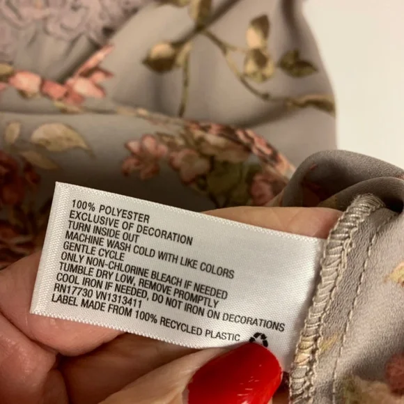 Xhilaration Womens Blouse SZ XXL taupe floral illusion bodice romantic cottageco - Picture 5 of 7